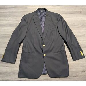 Brooks Brothers Men's Black 1818 Madison Fit Loro Piana Wool Blazer Size 42L